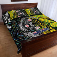 New Zealand and Cook Islands Together Quilt Bed Set Tatau Art Tribal Pattern-Maori Tattoo with Fern and Paua Shell LT03 - Polynesian Pride