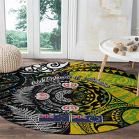 New Zealand and Cook Islands Together Round Carpet Tatau Art Tribal Pattern-Maori Tattoo with Fern and Paua Shell LT03 - Polynesian Pride