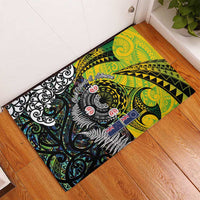 New Zealand and Cook Islands Together Rubber Doormat Tatau Art Tribal Pattern-Maori Tattoo with Fern and Paua Shell LT03 - Polynesian Pride