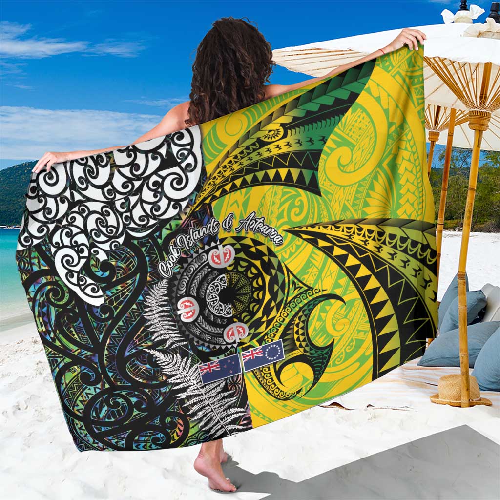 New Zealand and Cook Islands Together Sarong Tatau Art Tribal Pattern-Maori Tattoo with Fern and Paua Shell LT03 One Size 44 x 66 inches Art - Polynesian Pride