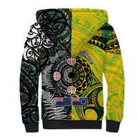 New Zealand and Cook Islands Together Sherpa Hoodie Tatau Art Tribal Pattern-Maori Tattoo with Fern and Paua Shell LT03 - Polynesian Pride