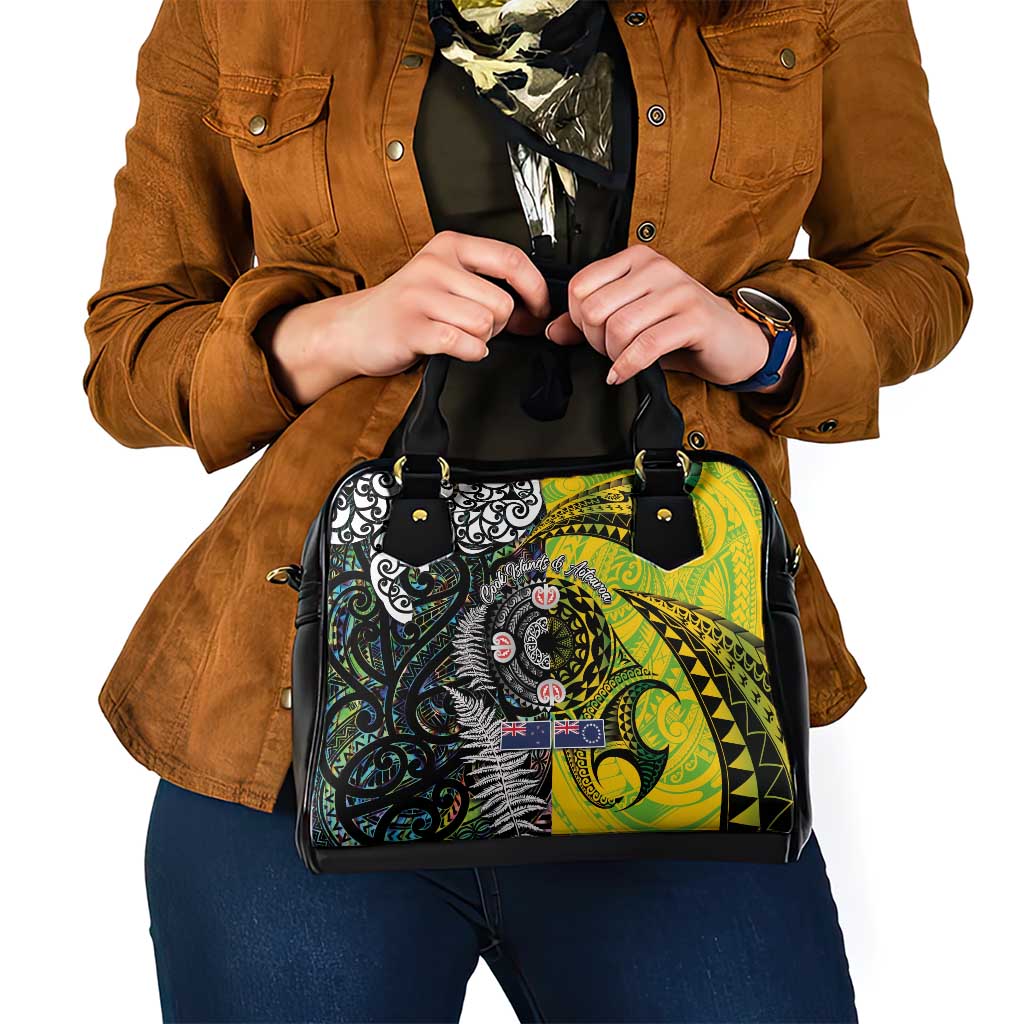 New Zealand and Cook Islands Together Shoulder Handbag Tatau Art Tribal Pattern-Maori Tattoo with Fern and Paua Shell LT03 - Polynesian Pride