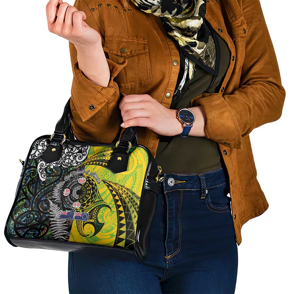 New Zealand and Cook Islands Together Shoulder Handbag Tatau Art Tribal Pattern-Maori Tattoo with Fern and Paua Shell LT03 - Polynesian Pride