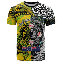 New Zealand and Cook Islands Together T Shirt Tatau Art Tribal Pattern-Maori Tattoo with Fern and Paua Shell LT03 Art - Polynesian Pride