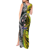 New Zealand and Cook Islands Together Tank Maxi Dress Tatau Art Tribal Pattern-Maori Tattoo with Fern and Paua Shell LT03 - Polynesian Pride
