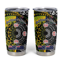 New Zealand and Cook Islands Together Tumbler Cup Tatau Art Tribal Pattern-Maori Tattoo with Fern and Paua Shell LT03 Art - Polynesian Pride
