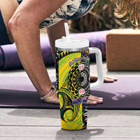 New Zealand and Cook Islands Together Tumbler With Handle Tatau Art Tribal Pattern-Maori Tattoo with Fern and Paua Shell LT03 - Polynesian Pride