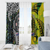 New Zealand and Cook Islands Together Window Curtain Tatau Art Tribal Pattern-Maori Tattoo with Fern and Paua Shell LT03 - Polynesian Pride