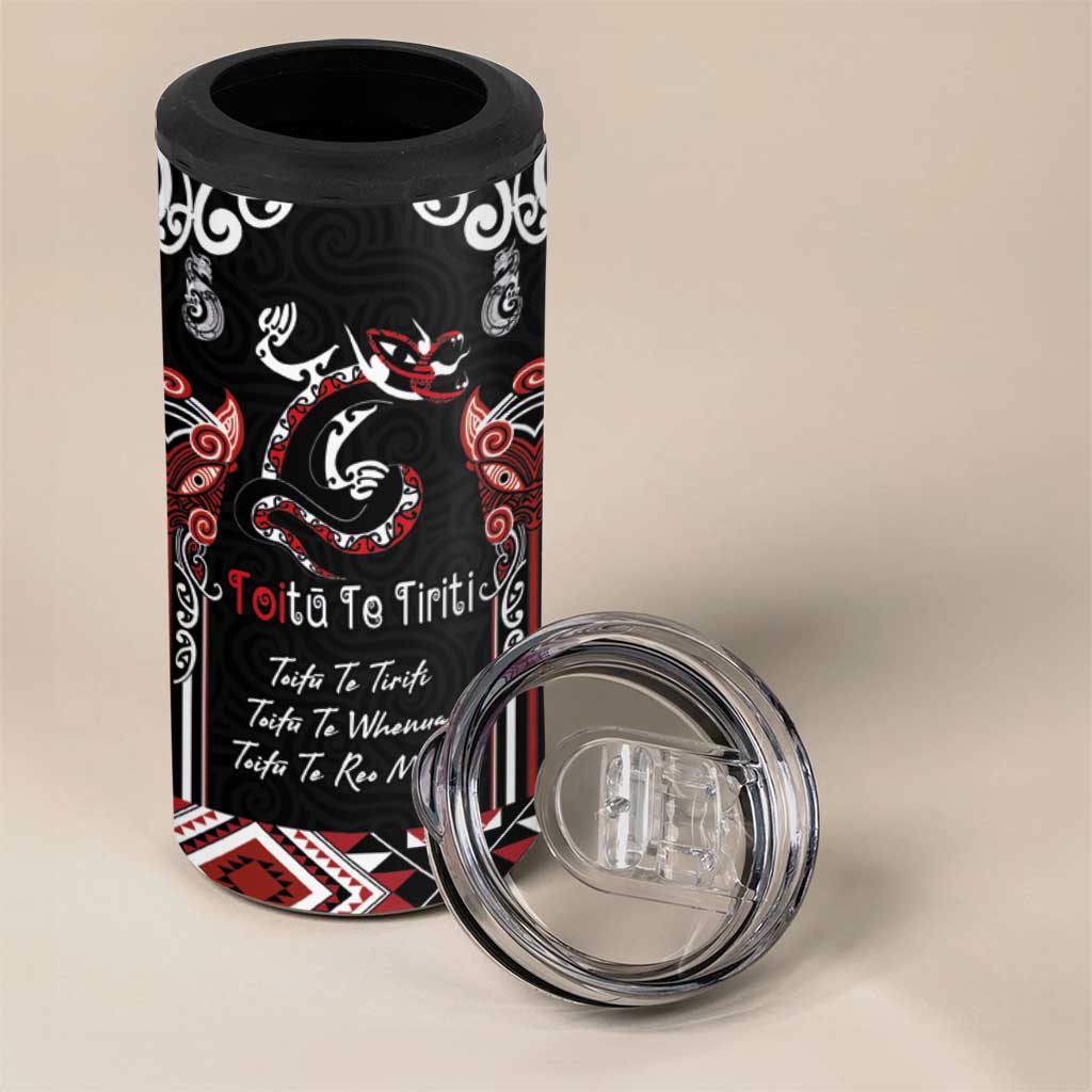Aotearoa Toitu Te Tiriti-Maori Taniwha 4 in 1 Can Cooler Tumbler Toitu Te Whenua Toitu Te Reo Maori LT03 - Polynesian Pride