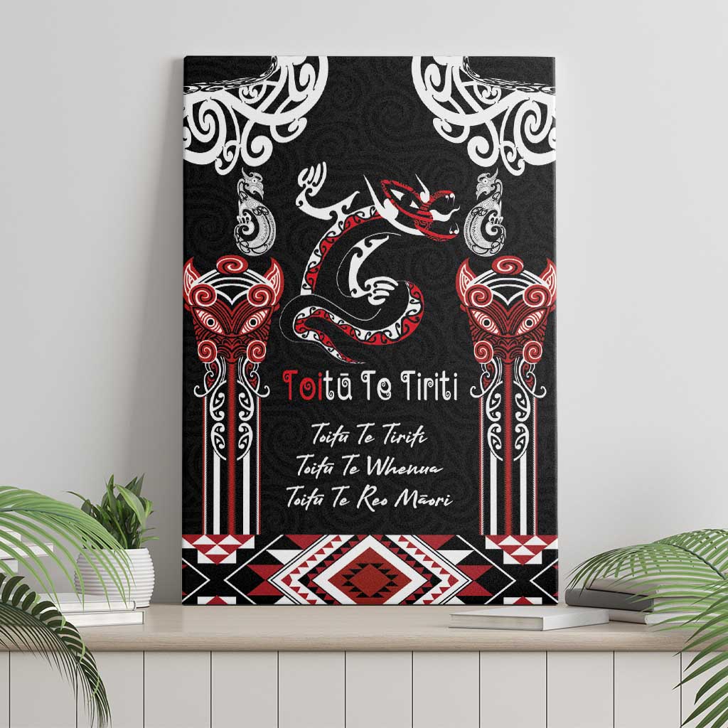 Aotearoa Toitu Te Tiriti-Maori Taniwha Canvas Wall Art Toitu Te Whenua Toitu Te Reo Maori LT03 - Polynesian Pride