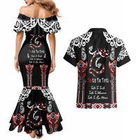 Aotearoa Toitu Te Tiriti-Maori Taniwha Couples Matching Mermaid Dress and Hawaiian Shirt Toitu Te Whenua Toitu Te Reo Maori LT03 - Polynesian Pride