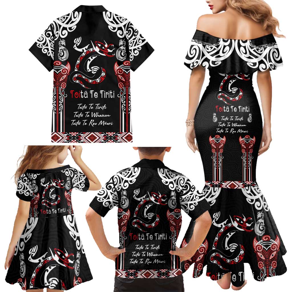 Aotearoa Toitu Te Tiriti-Maori Taniwha Family Matching Mermaid Dress and Hawaiian Shirt Toitu Te Whenua Toitu Te Reo Maori LT03 - Polynesian Pride