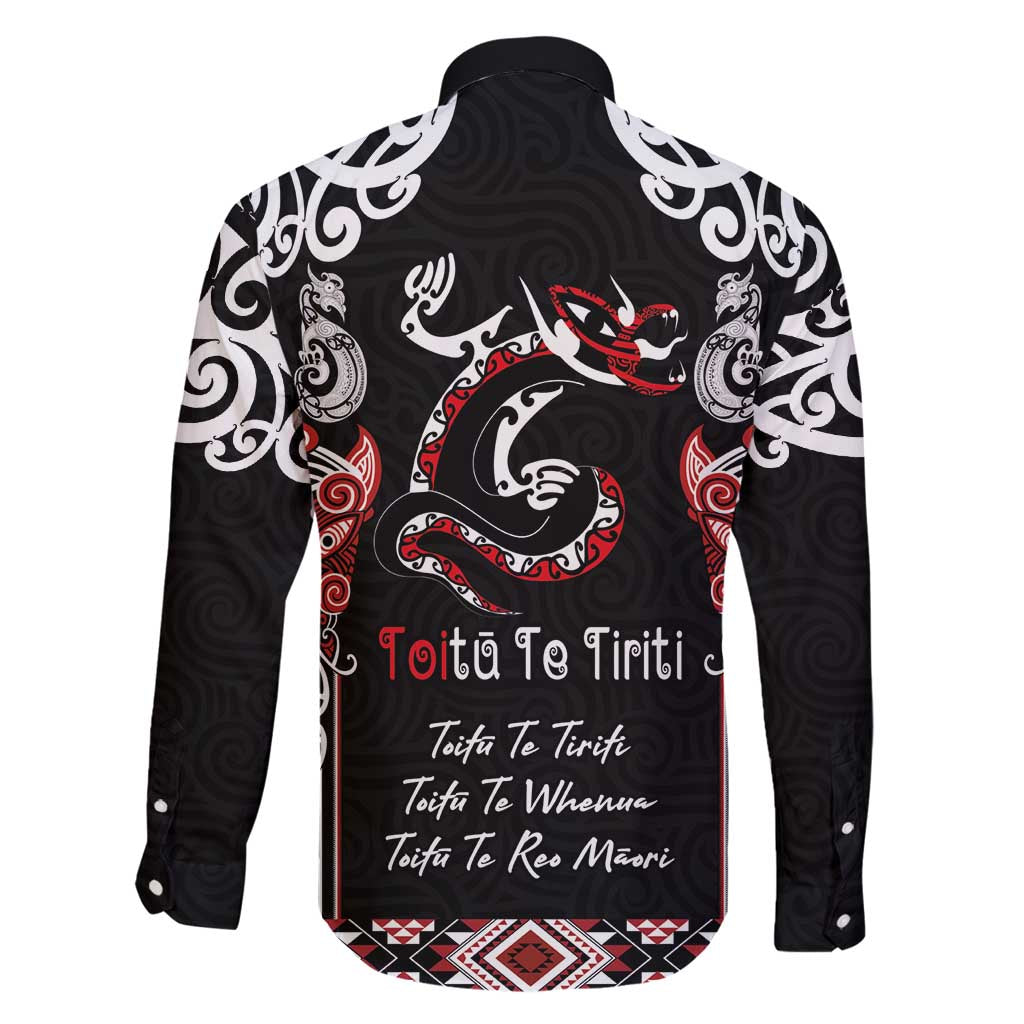 Aotearoa Toitu Te Tiriti-Maori Taniwha Family Matching Off Shoulder Short Dress and Hawaiian Shirt Toitu Te Whenua Toitu Te Reo Maori LT03 - Polynesian Pride