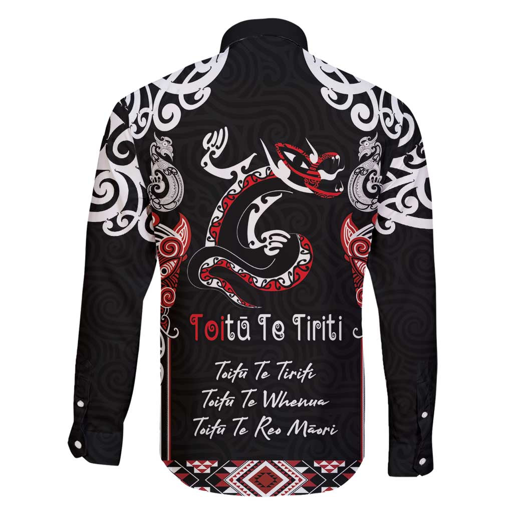 Aotearoa Toitu Te Tiriti-Maori Taniwha Family Matching Short Sleeve Bodycon Dress and Hawaiian Shirt Toitu Te Whenua Toitu Te Reo Maori LT03 - Polynesian Pride