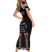 Aotearoa Toitu Te Tiriti-Maori Taniwha Family Matching Short Sleeve Bodycon Dress and Hawaiian Shirt Toitu Te Whenua Toitu Te Reo Maori LT03 - Polynesian Pride
