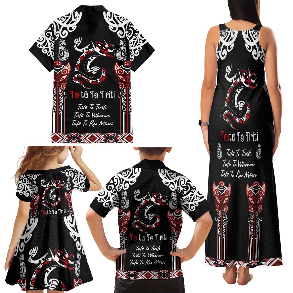 Aotearoa Toitu Te Tiriti-Maori Taniwha Family Matching Tank Maxi Dress and Hawaiian Shirt Toitu Te Whenua Toitu Te Reo Maori LT03 - Polynesian Pride
