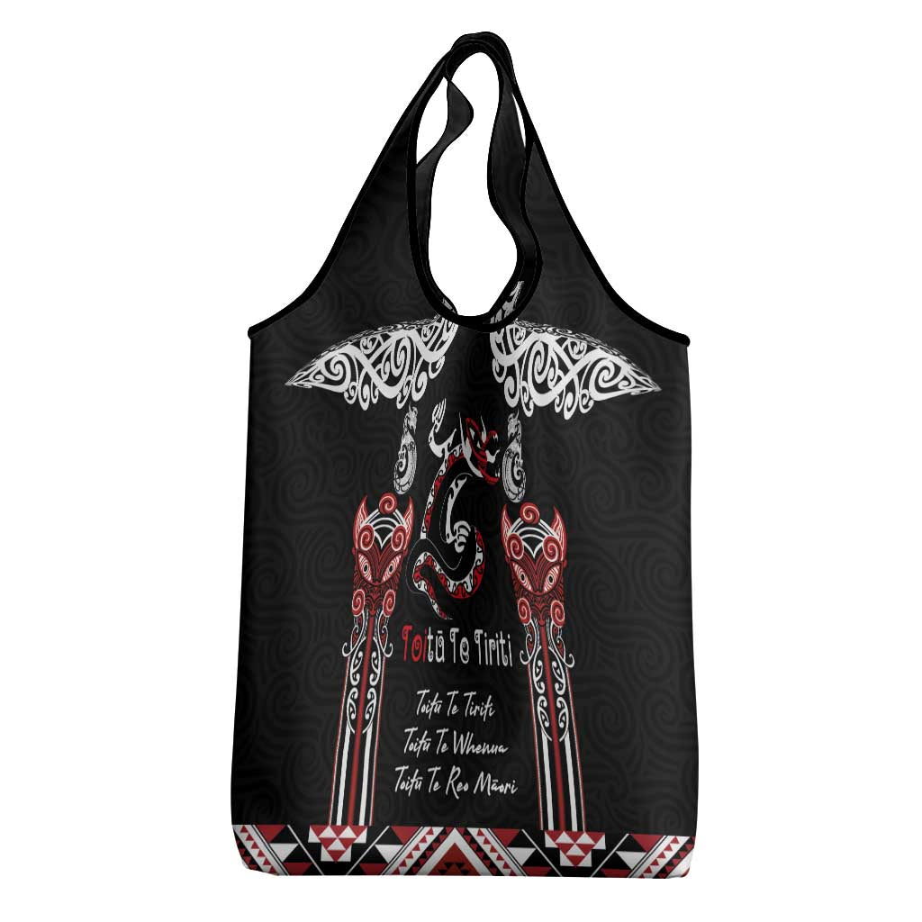 Aotearoa Toitu Te Tiriti-Maori Taniwha Grocery Bag Toitu Te Whenua Toitu Te Reo Maori LT03 - Polynesian Pride