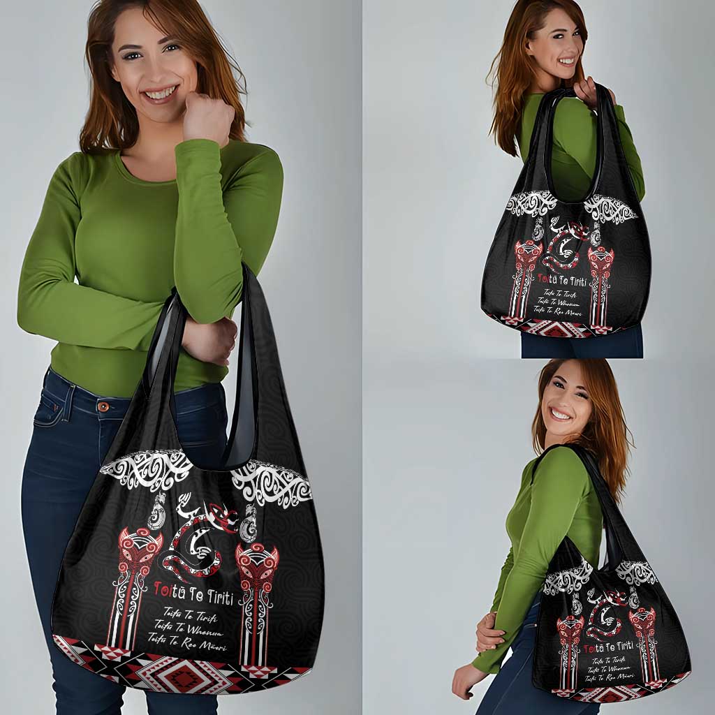 Aotearoa Toitu Te Tiriti-Maori Taniwha Grocery Bag Toitu Te Whenua Toitu Te Reo Maori LT03 - Polynesian Pride