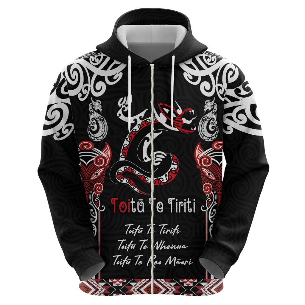 Aotearoa Toitu Te Tiriti-Maori Taniwha Hoodie Toitu Te Whenua Toitu Te Reo Maori LT03 - Polynesian Pride