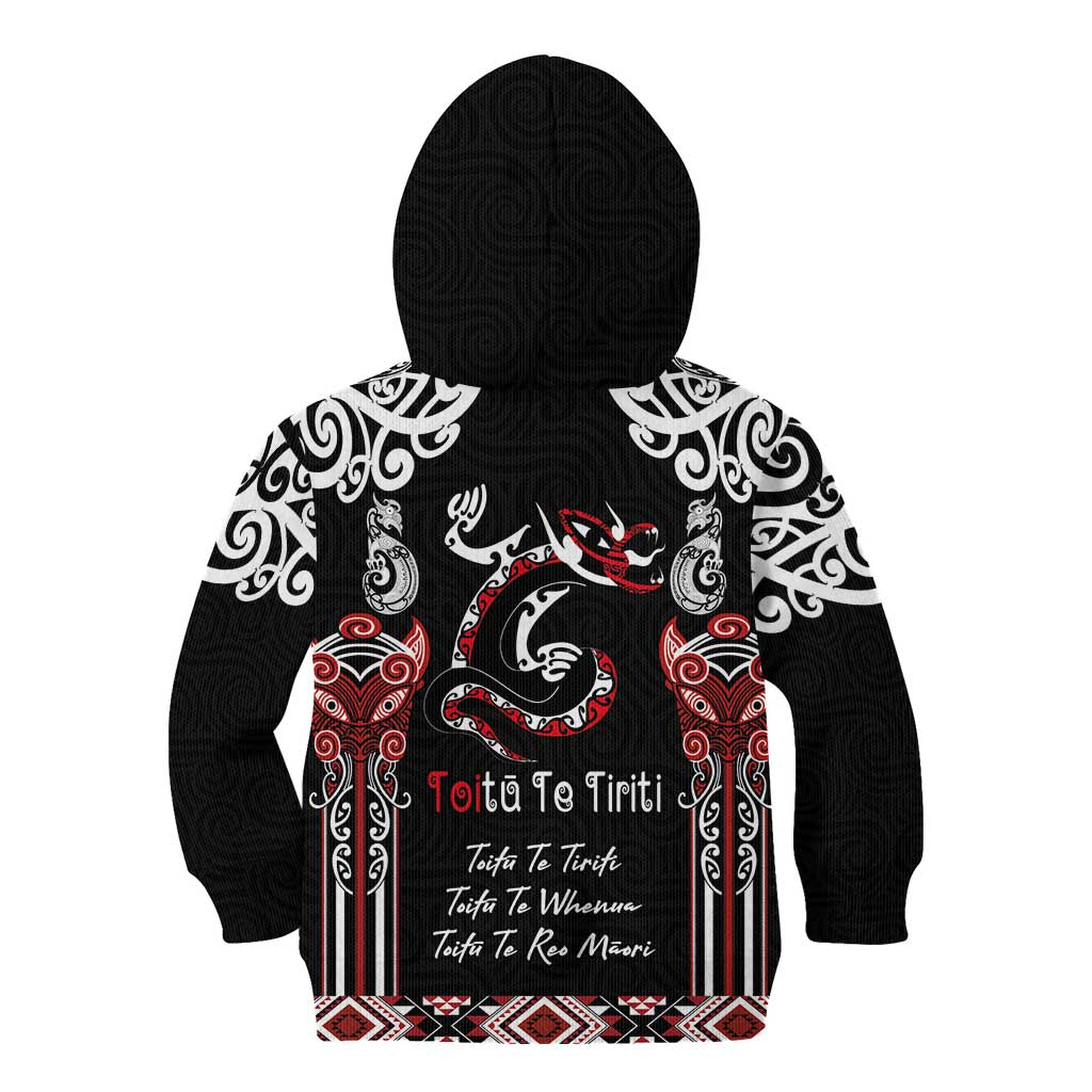 Aotearoa Toitu Te Tiriti-Maori Taniwha Kid Hoodie Toitu Te Whenua Toitu Te Reo Maori LT03 - Polynesian Pride