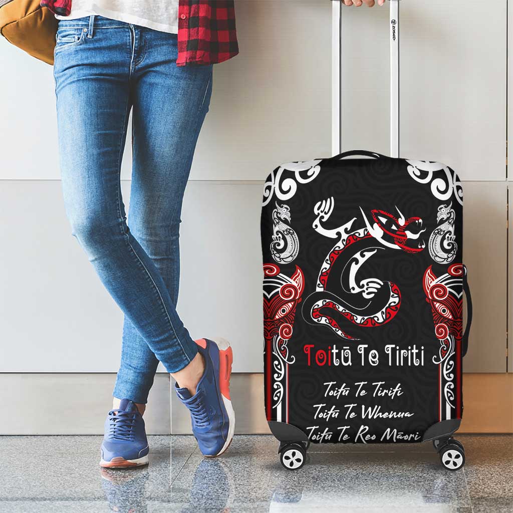 Aotearoa Toitu Te Tiriti-Maori Taniwha Luggage Cover Toitu Te Whenua Toitu Te Reo Maori LT03 - Polynesian Pride