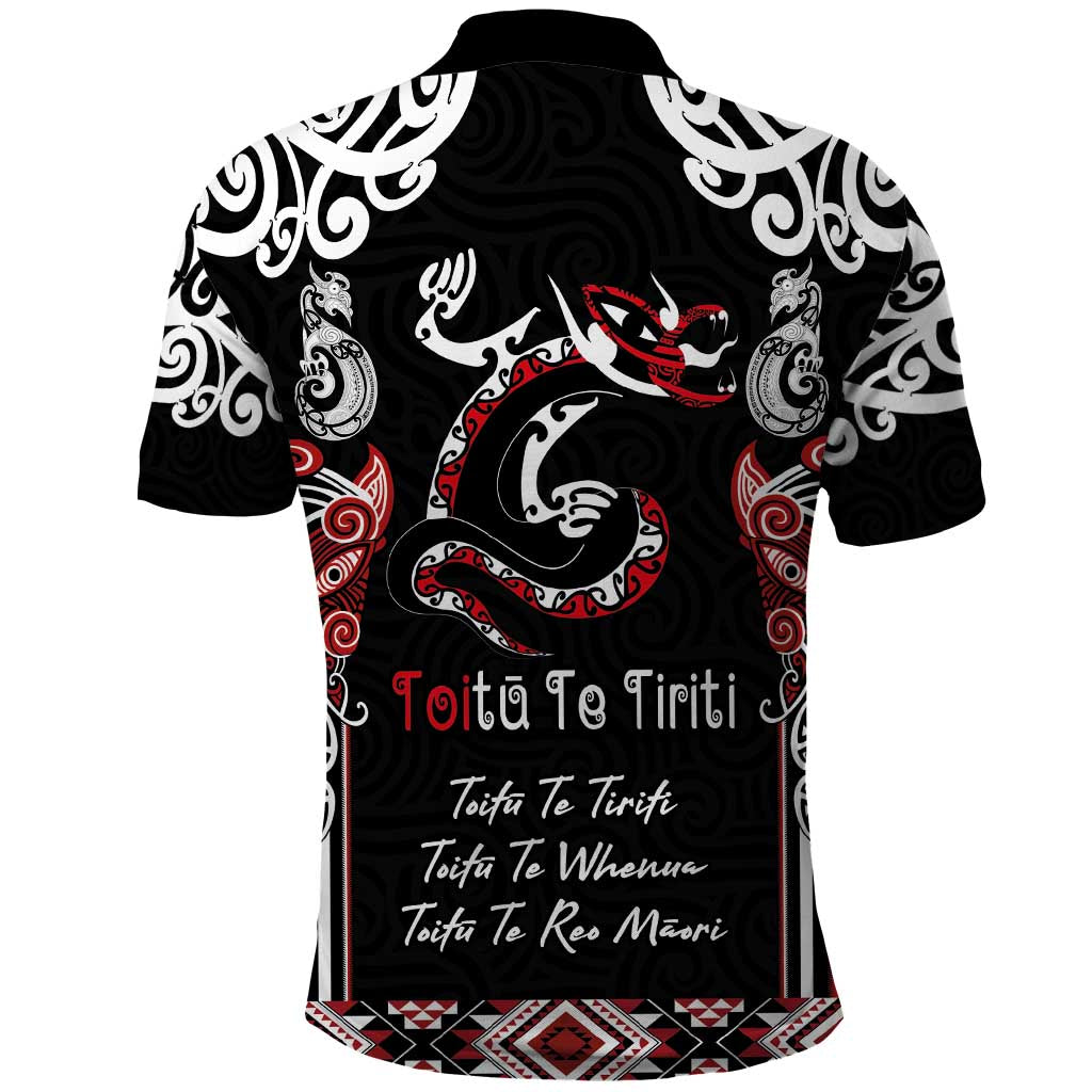 Aotearoa Toitu Te Tiriti-Maori Taniwha Polo Shirt Toitu Te Whenua Toitu Te Reo Maori LT03 - Polynesian Pride