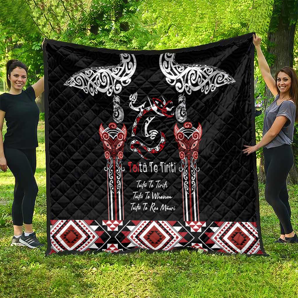 Aotearoa Toitu Te Tiriti-Maori Taniwha Quilt Toitu Te Whenua Toitu Te Reo Maori LT03 - Polynesian Pride