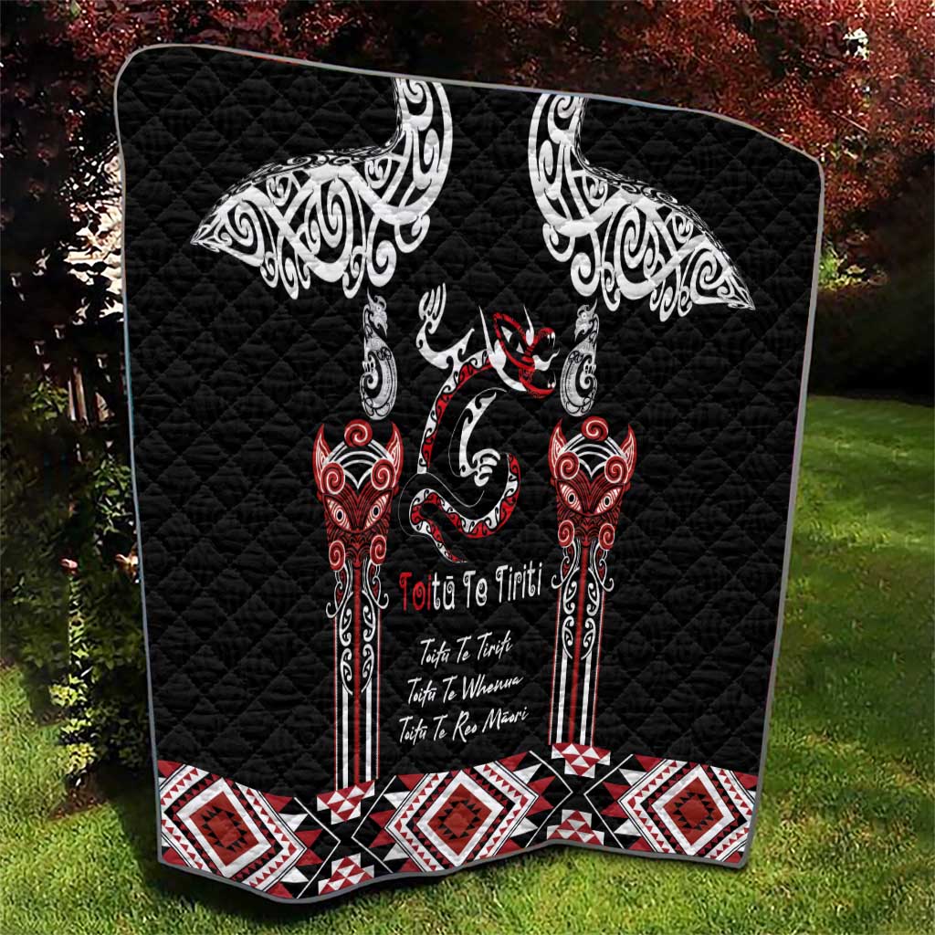 Aotearoa Toitu Te Tiriti-Maori Taniwha Quilt Toitu Te Whenua Toitu Te Reo Maori LT03 - Polynesian Pride
