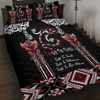 Aotearoa Toitu Te Tiriti-Maori Taniwha Quilt Bed Set Toitu Te Whenua Toitu Te Reo Maori LT03 Black - Polynesian Pride