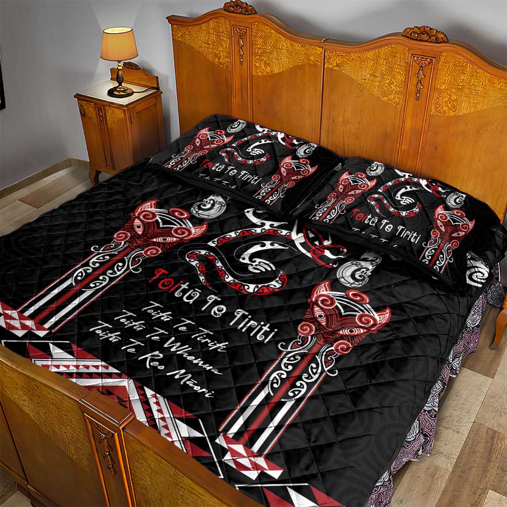 Aotearoa Toitu Te Tiriti-Maori Taniwha Quilt Bed Set Toitu Te Whenua Toitu Te Reo Maori LT03 - Polynesian Pride