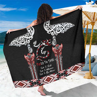 Aotearoa Toitu Te Tiriti-Maori Taniwha Sarong Toitu Te Whenua Toitu Te Reo Maori LT03 One Size 44 x 66 inches Black - Polynesian Pride