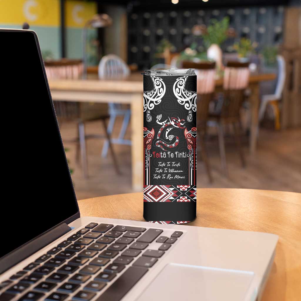 Aotearoa Toitu Te Tiriti-Maori Taniwha Skinny Tumbler Toitu Te Whenua Toitu Te Reo Maori LT03 - Polynesian Pride