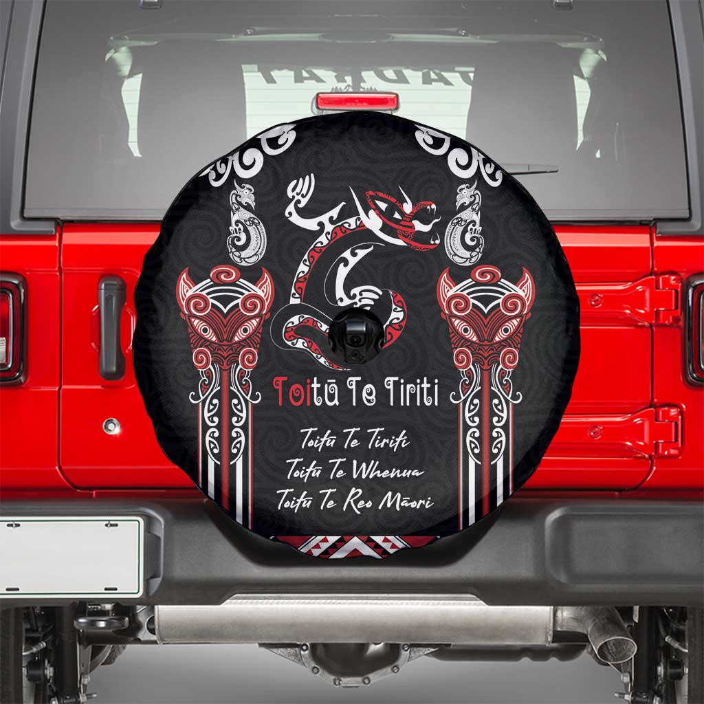 Aotearoa Toitu Te Tiriti-Maori Taniwha Spare Tire Cover Toitu Te Whenua Toitu Te Reo Maori LT03 - Polynesian Pride