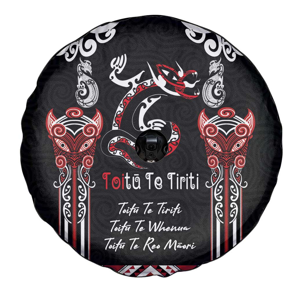 Aotearoa Toitu Te Tiriti-Maori Taniwha Spare Tire Cover Toitu Te Whenua Toitu Te Reo Maori LT03 - Polynesian Pride