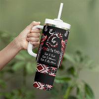 Aotearoa Toitu Te Tiriti-Maori Taniwha Tumbler With Handle Toitu Te Whenua Toitu Te Reo Maori LT03 - Polynesian Pride