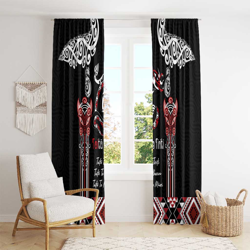 Aotearoa Toitu Te Tiriti-Maori Taniwha Window Curtain Toitu Te Whenua Toitu Te Reo Maori LT03 - Polynesian Pride