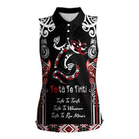 Aotearoa Toitu Te Tiriti-Maori Taniwha Women Sleeveless Polo Shirt Toitu Te Whenua Toitu Te Reo Maori
