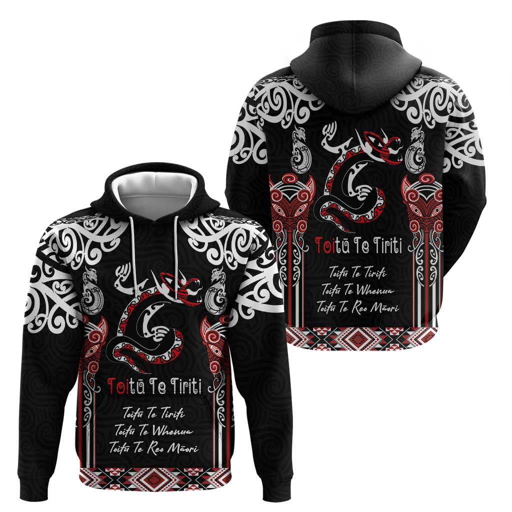 Aotearoa Toitu Te Tiriti-Maori Taniwha Zip Hoodie Toitu Te Whenua Toitu Te Reo Maori LT03 - Polynesian Pride