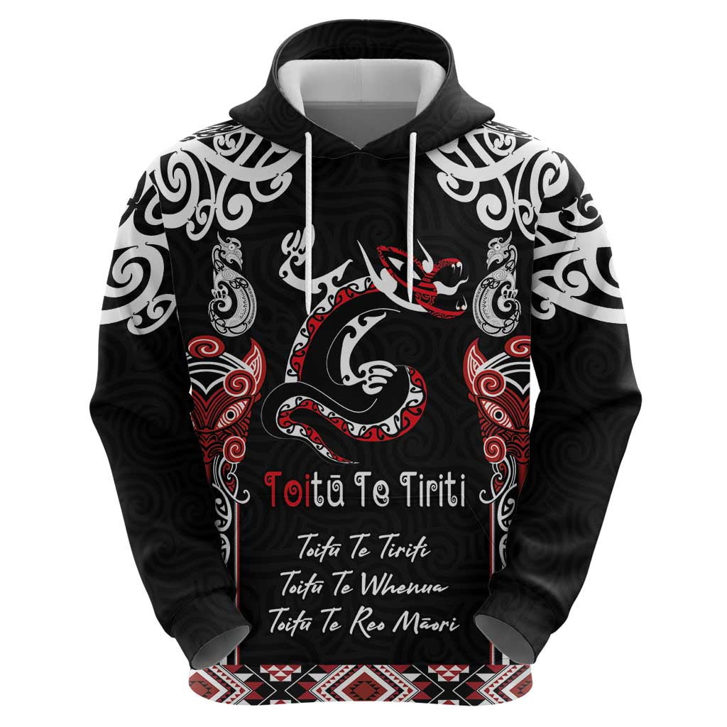 Aotearoa Toitu Te Tiriti-Maori Taniwha Zip Hoodie Toitu Te Whenua Toitu Te Reo Maori LT03 - Polynesian Pride