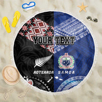 Personalised Aotearoa and Samoa Together Beach Blanket Tatau Art Tattoos-Taniko and Tukutuku with Maori Pattern