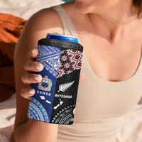 Personalised Aotearoa and Samoa Together 4 in 1 Can Cooler Tumbler Tatau Art Tattoos-Taniko and Tukutuku with Maori Pattern