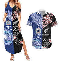 Personalised Aotearoa and Samoa Together Couples Matching Summer Maxi Dress and Hawaiian Shirt Tatau Art Tattoos-Taniko and Tukutuku with Maori Pattern