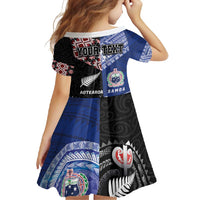 Personalised Aotearoa and Samoa Together Family Matching Long Sleeve Bodycon Dress and Hawaiian Shirt Tatau Art Tattoos-Taniko and Tukutuku with Maori Pattern LT03 - Polynesian Pride