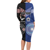 Personalised Aotearoa and Samoa Together Family Matching Long Sleeve Bodycon Dress and Hawaiian Shirt Tatau Art Tattoos-Taniko and Tukutuku with Maori Pattern LT03 - Polynesian Pride