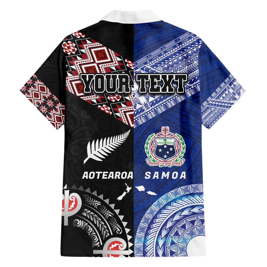 Personalised Aotearoa and Samoa Together Family Matching Off Shoulder Maxi Dress and Hawaiian Shirt Tatau Art Tattoos-Taniko and Tukutuku with Maori Pattern LT03 - Polynesian Pride