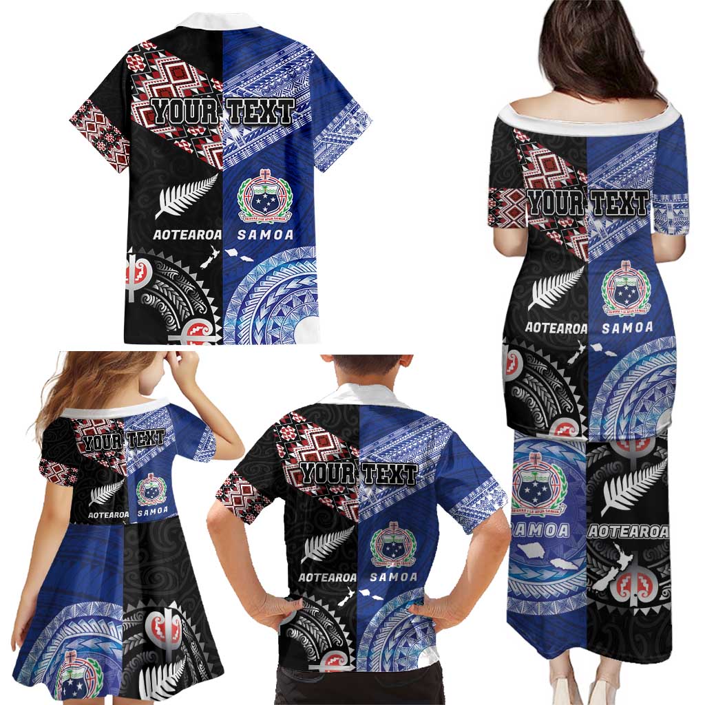 Personalised Aotearoa and Samoa Together Family Matching Puletasi and Hawaiian Shirt Tatau Art Tattoos-Taniko and Tukutuku with Maori Pattern LT03 - Polynesian Pride