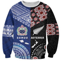 Personalised Aotearoa and Samoa Together Sweatshirt Tatau Art Tattoos-Taniko and Tukutuku with Maori Pattern