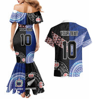 Custom Aotearoa and Samoa Rugby Couples Matching Mermaid Dress and Hawaiian Shirt Maori Warrior and Teuila Emblem-Tatau with Taniko Art LT03 - Polynesian Pride