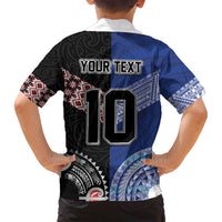 Custom Aotearoa and Samoa Rugby Family Matching Long Sleeve Bodycon Dress and Hawaiian Shirt Maori Warrior and Teuila Emblem-Tatau with Taniko Art LT03 - Polynesian Pride