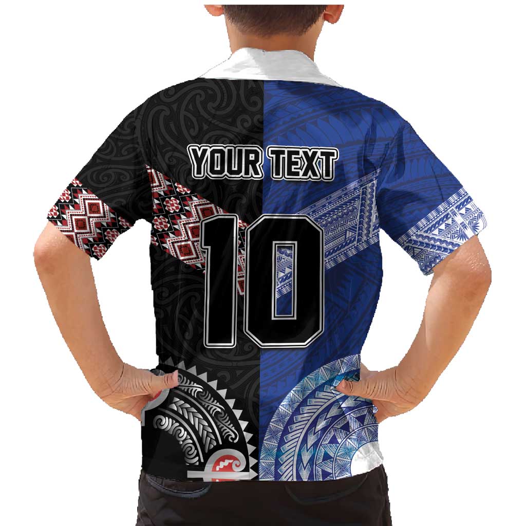 Custom Aotearoa and Samoa Rugby Family Matching Mermaid Dress and Hawaiian Shirt Maori Warrior and Teuila Emblem-Tatau with Taniko Art LT03 - Polynesian Pride